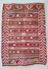 RARE Antique Nomadic Kilim, Jijim, Zili  - Wool & Camel Hair