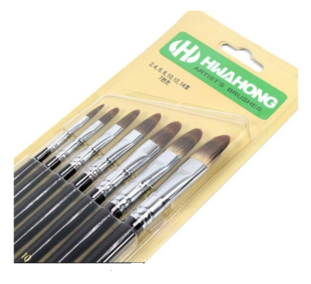 HWAHONG Artist Oil Acrylic Paint Brush Filbert Flat Brush 848 1Set (7ea