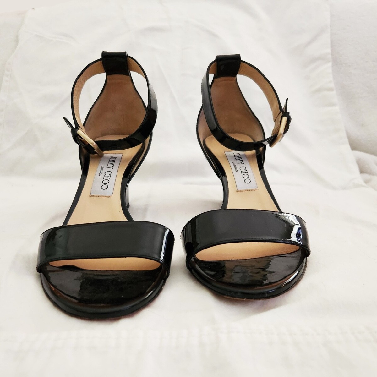 Jimmy Choo Women's Edina 65 Patent Leather Sandal Black Size 37, US  Excellen