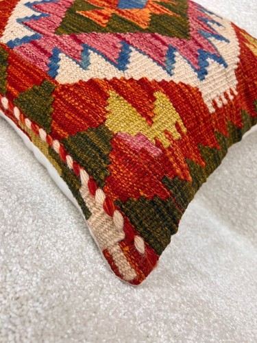 Fundas de cojín Afghan Kilim 100 % lana hechas a mano - multicolor - Imagen 14 de 91