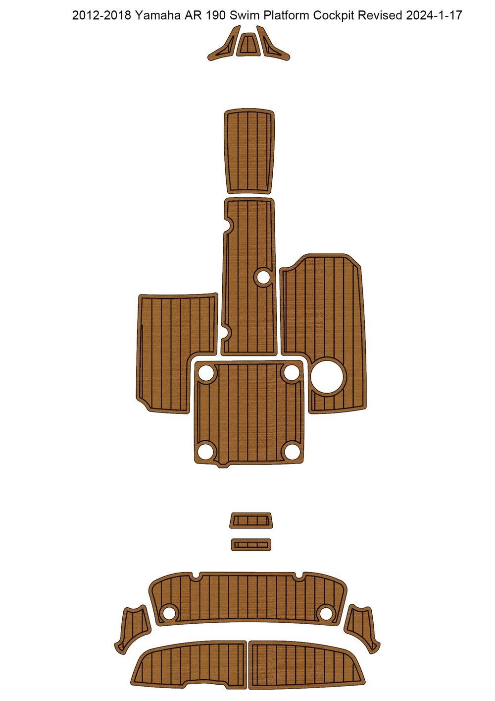 2012-2018 Yamaha AR 190 Swim Platform Cockpit Boat EVA Faux Teak Deck Flooring