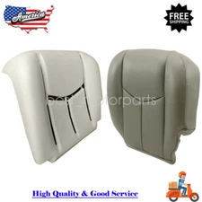 Driver Bottom Gray Leather Seat Cover Foam Pad For 03-06 GMC Sierra 1500 Yukon