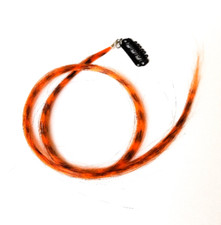 Orange feather hair extension clip in, thin strand