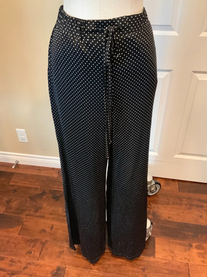 Nanette Lepore Black "Pure Pant" w/ White Polka Dots, Size Large NWT! - Image 3 of 4