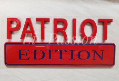 PATRIOT EDITION Red Blue Universal Fit Letters Car Hood Truck logo CUSTOM EMBLEM