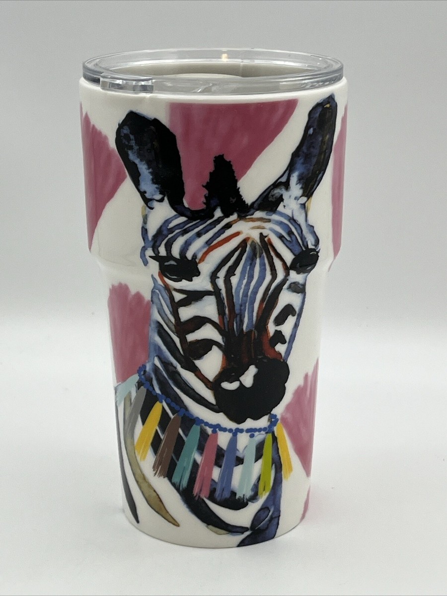Cypress Refresh Ceramic Travel Mug Zebra Safari Colorful 13 Oz