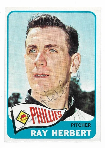 RAY HERBERT SIGNED TOPPS BASEBALL CARD 1965 #399 AUTO PHI PHILLIES 