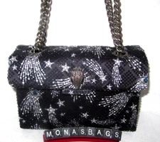 Kurt Geiger London Black Fabric Chrystal's Medium Kensington Crossbody Bag NWT