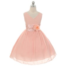 BLUSH Size 2 V Neck Party Wedding Formal Recital Birthday Flower Girl Dress