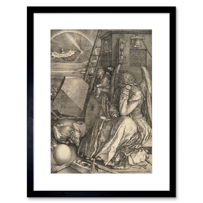 Painting Albrecht Durer German Melencolia Old Framed Print 12x16 Inch