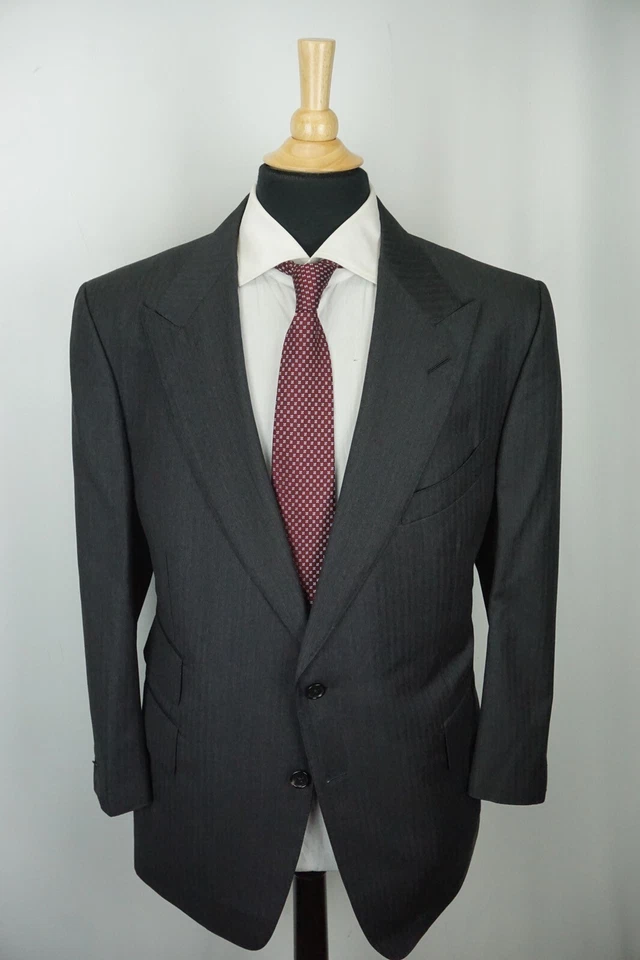 Tom Ford Windsor CURRENT Gris Espiga Rayas 2 Piezas Traje Chaqueta Pantalones Talla 54S Foto 3 de 4