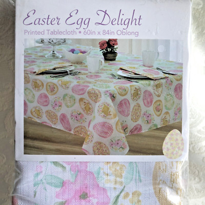 Easter Fabric Tablecloth 100% Polyester 60 x 84 Oblong Elrene Home Fashions
