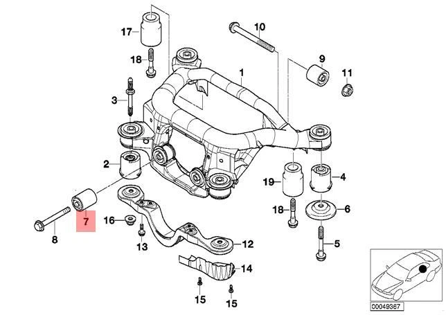 Genuine BMW Rear Axle Carrier Rubber Mount Bushing E46/E83/E85/E86 