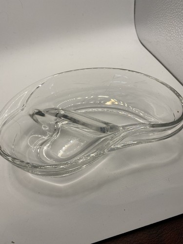 Vintage Crescent Shaped Vaseline Glass Relish Dish ..Dual Compartments…clear - Picture 6 of 14