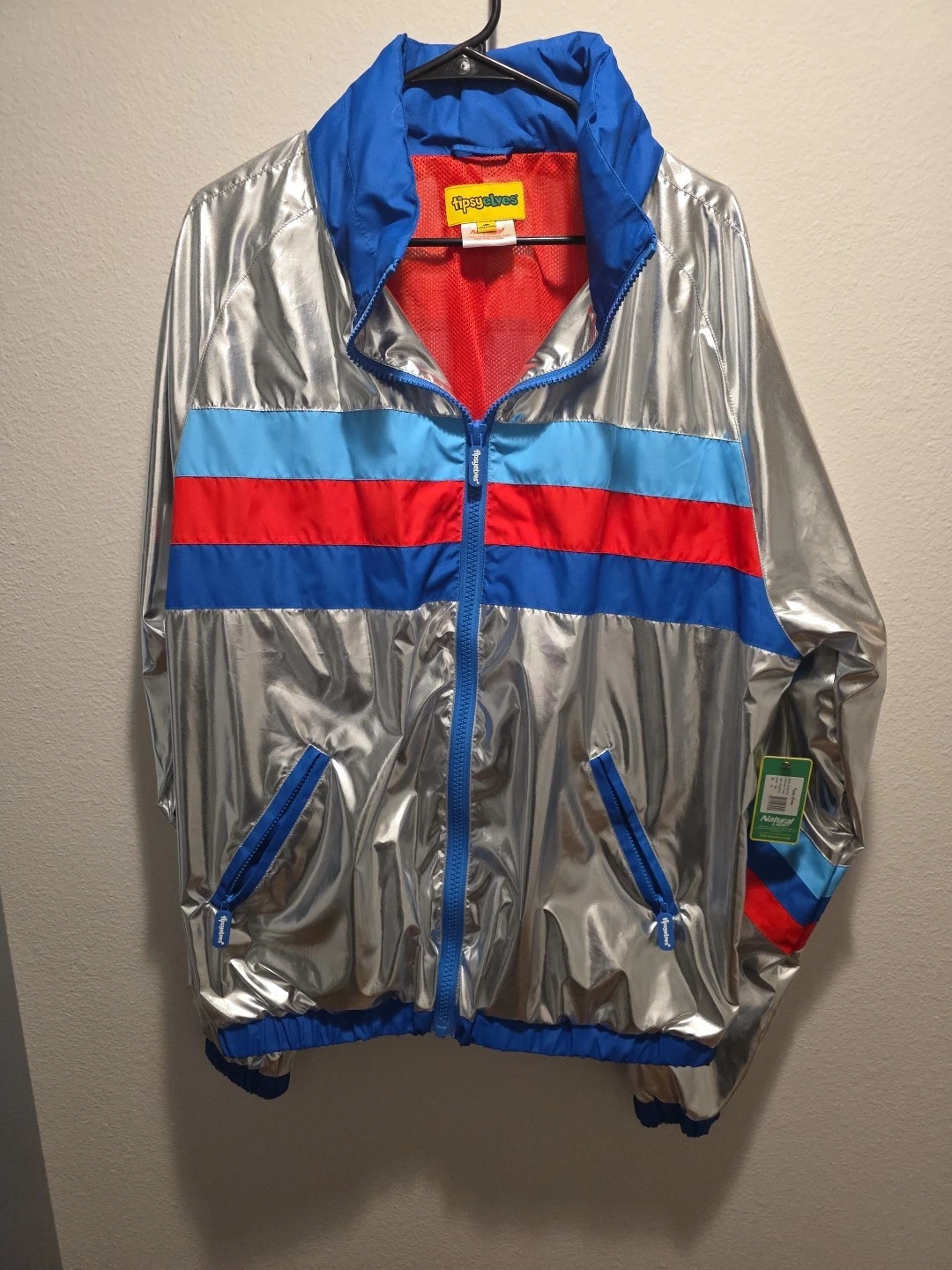 Tipsy Elves Natural Light Beer Metallic Windbreaker Jacket XL NWT