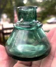 NICE TEAL COLORED CONE INK BOTTLE WITH CRUDE LIP & DRIPS 1880'S ERA DUG L@@K