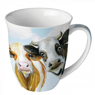 Tasse Zwei Kühe Teetasse Kaffeetasse Kuh Bauernhof Landhausstil Tischdeko - Bild 1 von 2