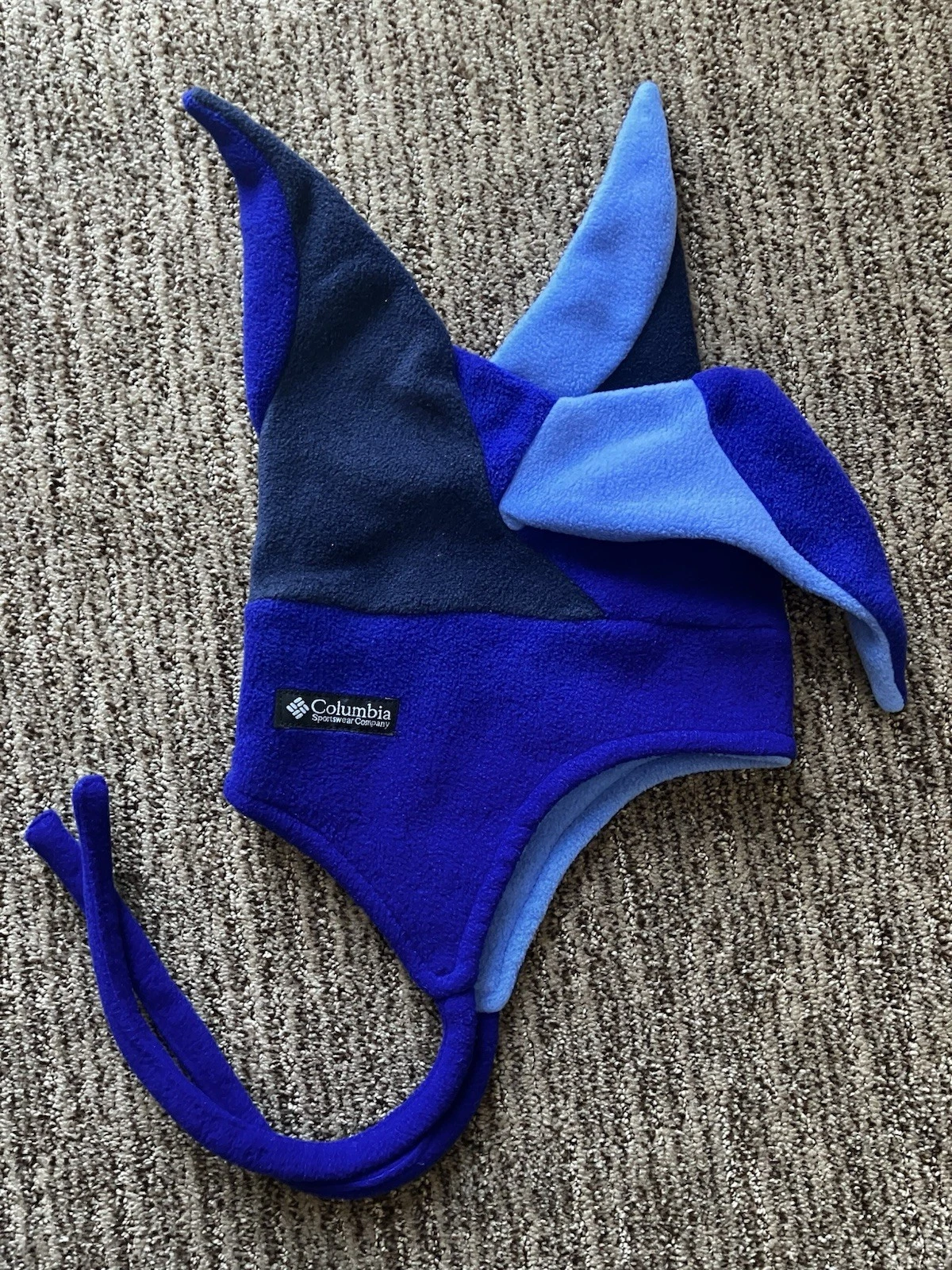 Vtg Columbia Jester Joker Hat Boys Youth L/XL Fleece Blue/Baby Blue/Navy Blue