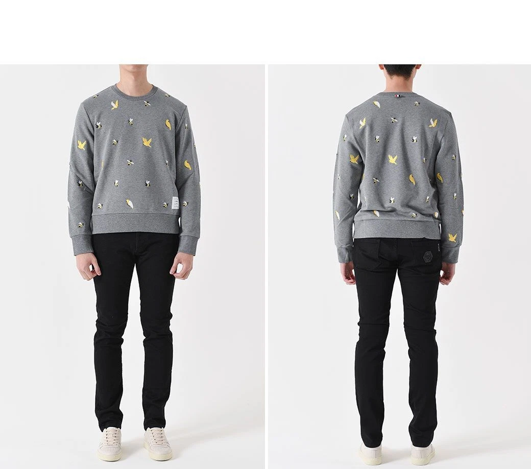 Felpa Thom Browne Uccellino e Ape Grigio MJT367E 46015488