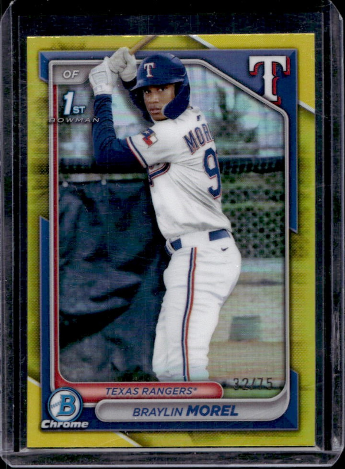 2024 Bowman Chrome Braylin Morel Yellow Refractor 1st #32/75 Rangers