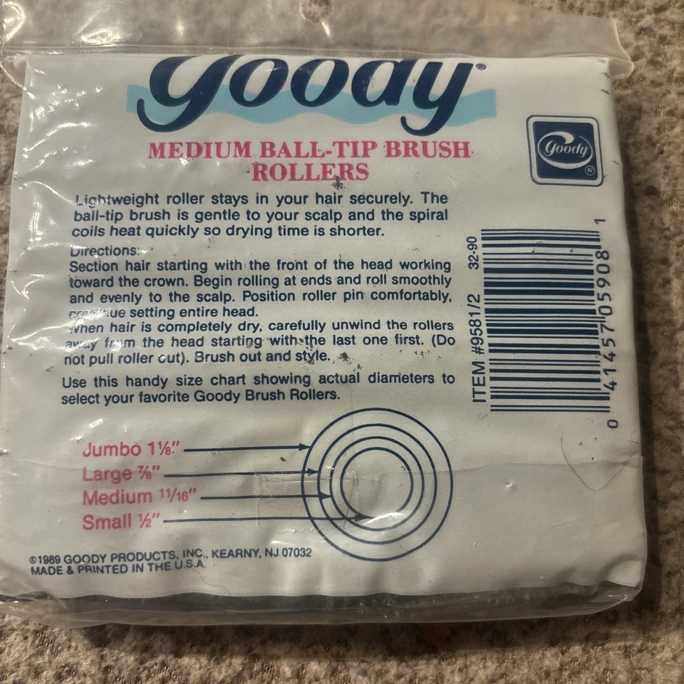 Rodillos de cepillo Goody Products vintage con 12 pines medianos EE. UU. 1989 Foto 2 de 3