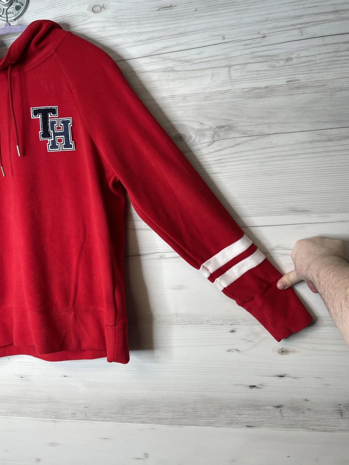 Tommy Hilfiger Sudadera con Capucha Mujer XS Deportiva Pullover Polar Sudadera Parche Rayas Foto 3 de 4