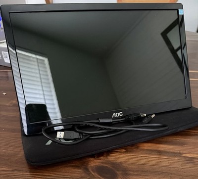AOC E1659FWU 15.6in Portable USB 3.0 LED Backlit Monitor 1366x768 Black