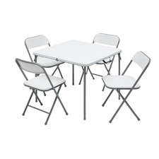 Mainstays 5 Piece Resin Card Folding Table and Four Folding Chairs Set, White