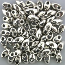 Miyuki Long Magatama Beads, Palladium Plated  194  8.5 Grams