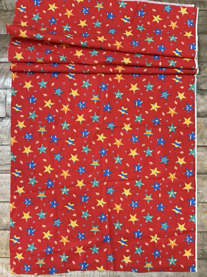 NTT Inc Red Star Fabric Vintage 1988 Primary Colors Fabric Traditions 54x44” - Image 2 of 4