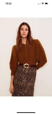 BA& SH Tilte Pullover Bronze Mohair Wollmischung Kragen Größe 0 Small UK 6