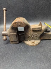 Vintage Hollands H 3 1/2" Swivel Bench Vise w/ Anvil  Erie Pennsylvania USA Tool