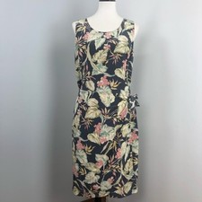 Chaus Floral Silk Scoop Neck Sleeveless Sarong Tea Length Midi Dress Sz 12