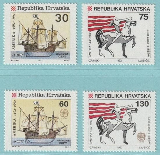 Kroatien 1992 ** postfrisch MiNr. 209-210+211-212 CEPT Amerika - Bild 1 von 1