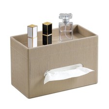 Plus Size Tissue Box Cover Rectangle, PU Leather Tissue Box Holder with Stora...