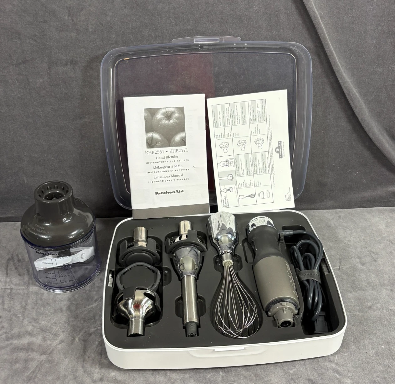 KitchenAid 5-Speed Hand Blender KHB2561OB Mixer Chopper Storage Case Complete
Opens in a new window 