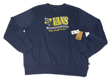 Vans Navy Blue Yellow Graphic College Crewneck Sweatshirt Pullover Men's Large
