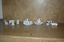 Vintage Miniature Ceramic Living Room Table sofa Bathroom Tea Set LOT FLORAL VTG