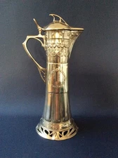 WMF SIGNED ART NOUVEAU HUGE STUNNING POLISHED PEWTER CLARET JUG IN VGC