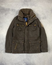Tom Tailor Mens Brown Parka Jacket Sherpa Fur...