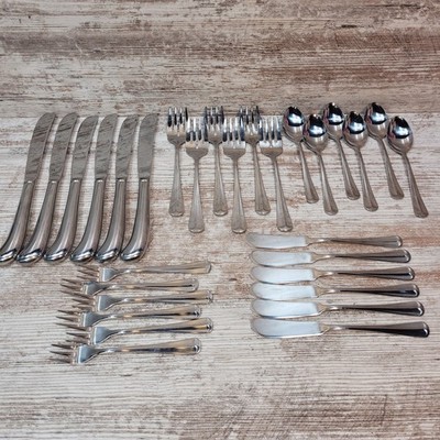 International Gran Royale Flatware Set 30 Servings 6 Stainless Steel Korea VTG 