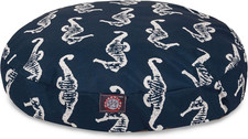 Navy Sea Horse Small round Indoor Outdoor Pet Dog Bed with Removable Washable Co