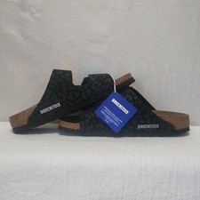 Woman's Sandals Birkenstock Arizona Slide Sandal Black/Grey Leopard Print Size 8