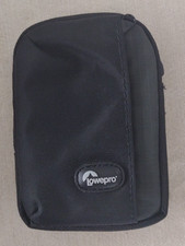 Lowepro Small Black Compact Canvas Camera Bag Belt Loop Zipper Front Pocket 4.5"