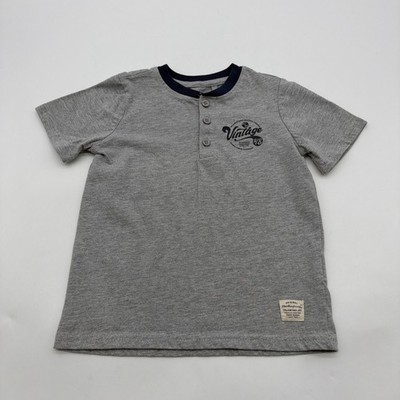 Weatherproof Original Vintage Henley Shirt Youth Boys Size 5 Gray Logo .#40602