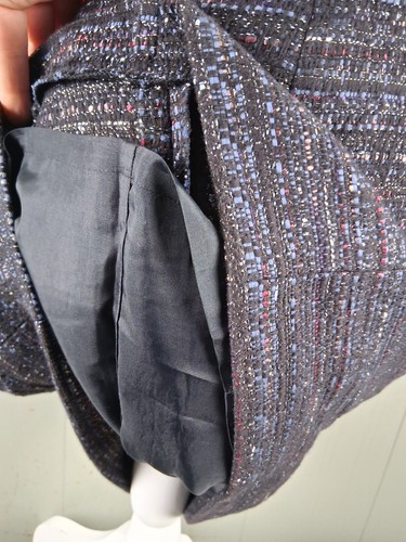 Brooks Brothers Dress Size 2 Black Blue Tweed Zip Back Short Sleeve Career - Picture 9 of 14
