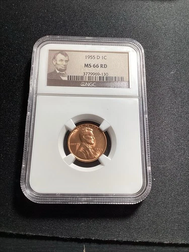 Beautiful High Grade 1955-D Lincoln Cent.  NGC GRADED MS 66 RED