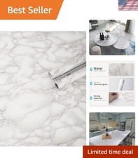 15.8" x 120" Pack of 1 Tile Sticker Marble, Gray