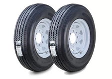 2 ZEEMAX Trailer Tire Assembly ST225/90D16 10-Ply White Spoke Rim 8 Lug on 6.5"