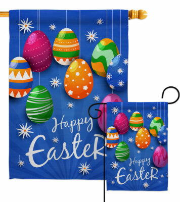 Colorful Eggs Ornament Garden Flag Easter Spring Decorative Yard House Banner